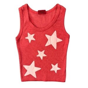 Firehouse Red Ribbed Puff Star Tank Girls size Medium NWT